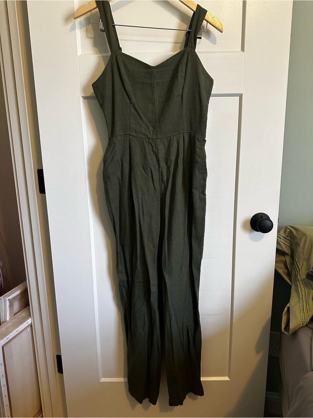 NWT Old Navy Olive Green Sleeveless Linen Blend Jumpsuit